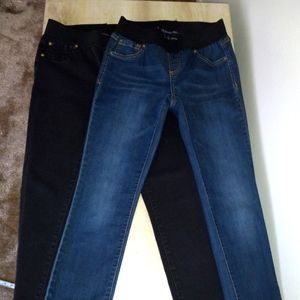 I.N.C. Women's Stretch Jeans, Set of 2, Black Size 2P and Blue Size 4P